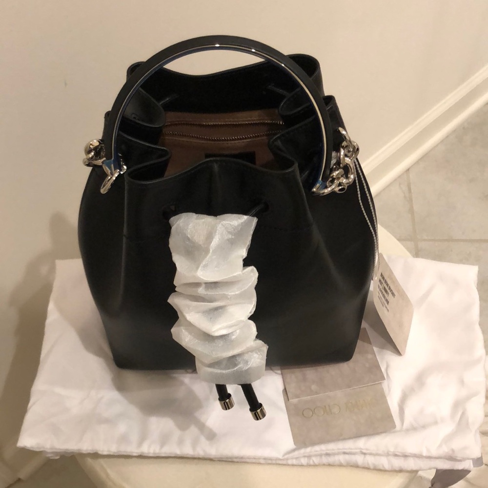 Jimmy Choo Black Leather Bucket Bag